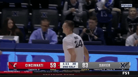 Happy College Basketball GIF by Xavier Men's Basketball
