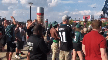 Eagles Fan Flawlessly Recreates Jason Kelce's Super Bowl Victory Speech During Tailgate