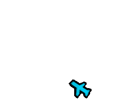 Sticker gif. Blue illustrated airplane zooms up and down and over, leaving a blue dashed-line trail that forms a heart.