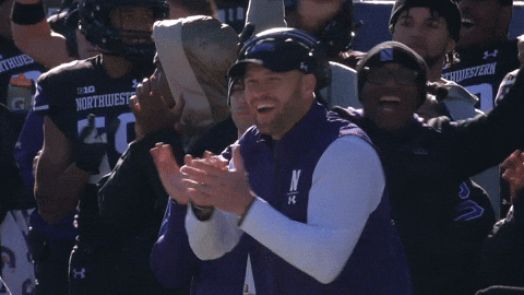 Excited College Football GIF by Northwestern Athletics