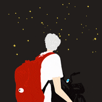 Yunssal star night man thinking GIF