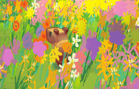 Flowers Capybara GIF by Kitten Cup Studio