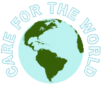 Sticker gif. Earth spins peacefully over a transparent background. Text, “Care for the World.”