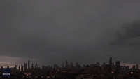 Simultaneous Lightning Strikes Illuminate Chicago Skyline