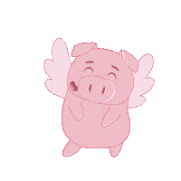 Excited Flying Pig Sticker by PositivelyPigasus