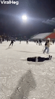 Ice Rink Slip Can’t Stop Man Showing Off