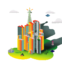 megalgar city urban building citylife Sticker