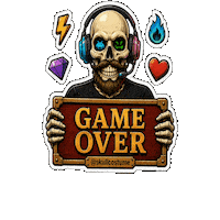 Game Over Skull Sticker