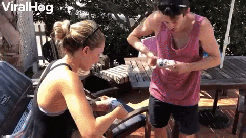 Guy Gets Girlfriend With Beer Chug Gag GIF by ViralHog