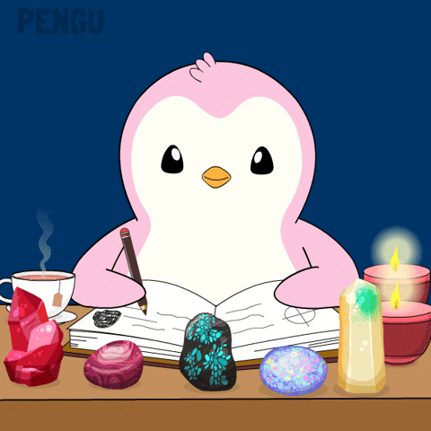 Pink Journaling GIF by Pudgy Penguins