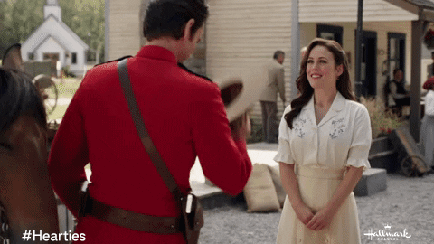 Erin Krakow Reaction GIF by Hallmark Channel