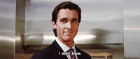 Movie gif. Christian Bale as Patrick in American Psycho smirks as she nods his head. Text, "I don't know."