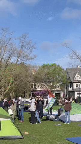 Northwestern University Students Begin to Set up Pro-Palestine Encampment