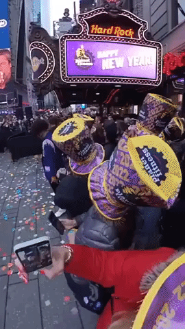 Times Square Covered in Confetti Ahead of New Year's Celebrations