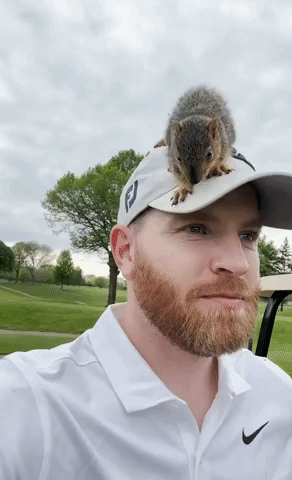 Squirrel Tags Along For 16 Holes at Golf Course