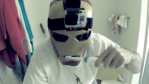 iphonedo giphyupload iron man brushing teeth iphonedo GIF