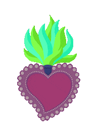 jpeg_def heart illustration pink green Sticker