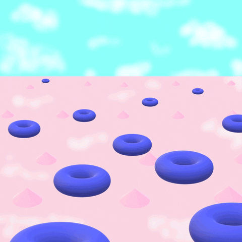 frumpygifs pink mood donuts float GIF
