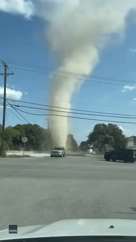 Dust Devil Swirls Outside Texas McDonald's