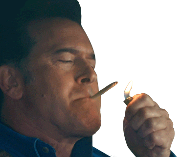 Bruce Campbell Smoking Sticker by Ash vs Evil Dead