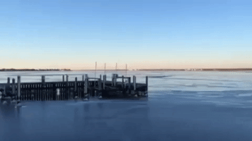 Barnegat Bay Freezes Over at Jersey Shore