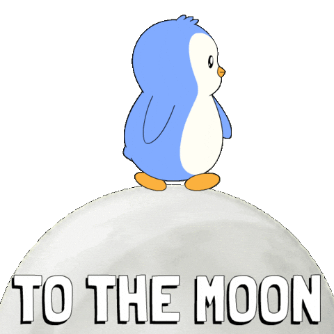 Explore To The Moon Sticker by Pudgy Penguins
