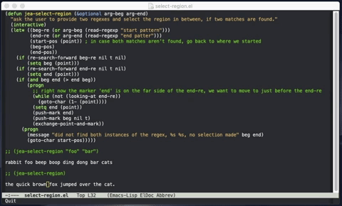 emacs select-region lisp elisp code programming GIF
