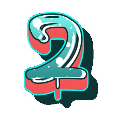 Number 2 Typography Sticker By The3Flamingos number-2-typography-sticker-by-the3flamingos