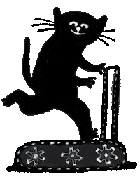 Black Cat Running Sticker by Yutok