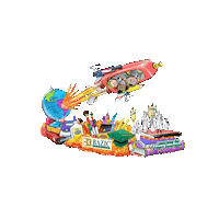 BazicProducts 2023 float rocketship rose parade Sticker