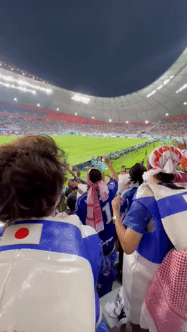 Japan Fans Celebrate Win Over Germany in Opening World Cup Match