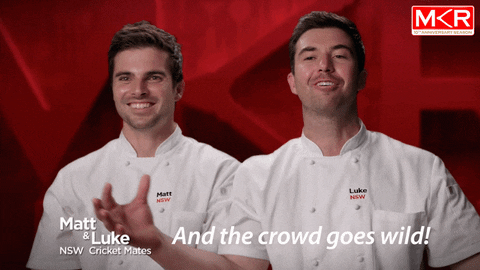 crowd goes wild matt GIF by My Kitchen Rules