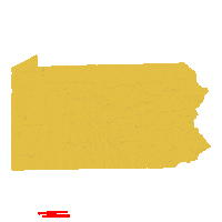 Digital art gif. Yellow shape of Pennsylvania fills up with tiny icons of ballot drop boxes against a transparent background. Text, “The majority of Pennsylvanians want dropboxes in all 67 counties.”