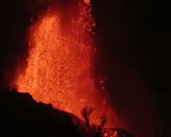 Fountain of Lava Erupts From La Palma Volcano