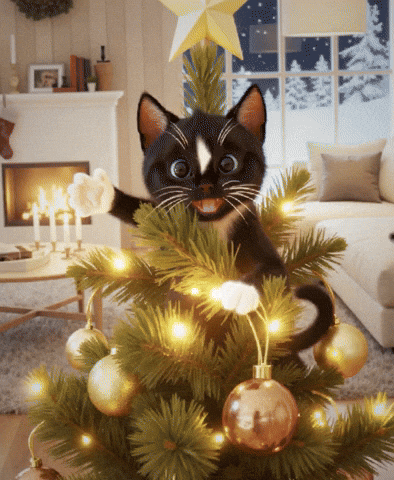 Merry Christmas Cute Cat GIF by Felini Rocks