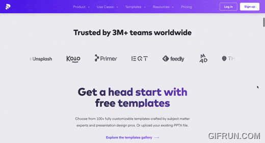 Pitch's motion design example on the website