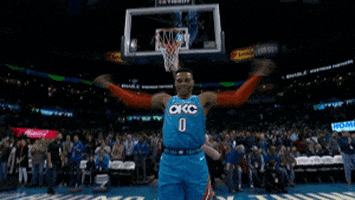 russell westbrook fist bump GIF by NBA