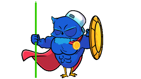 Green Bar Owl Sticker by BigBrains