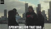 rnsmwrld money running ready bag GIF