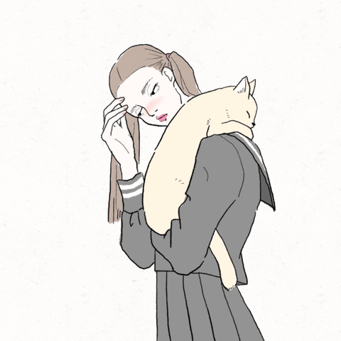 ennuicat cat illustration japan japanese girl GIF