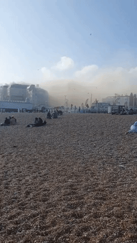 Smoke Billows From Royal Albion Hotel Fire in Brighton