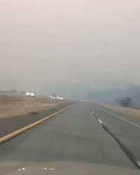 Smoke From Kincade Fire Blankets Route 101 in Geyserville