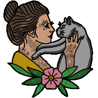 zephyrtattoo love cat heart pet Sticker
