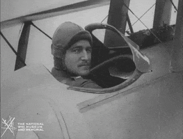 NationalWWIMuseum black and white smiling airplane military GIF