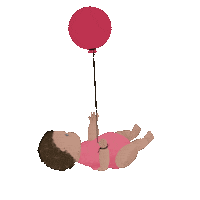 Rozrysowane pink baby balloon balon Sticker