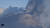 Plume of Gas Rises Into Sicilian Sky Amid Mount Etna Eruption