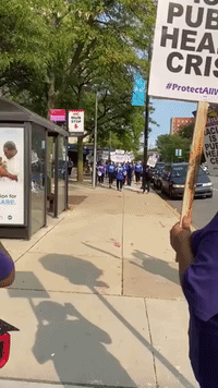 Nurses on Strike Picket Outside Chicago Hospital