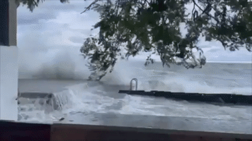 Powerful Wind-Driven Waves Batter Chicago's Lakeshore
