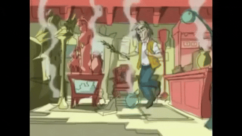 Cat-fox giphygifmaker cartoon magic steam GIF