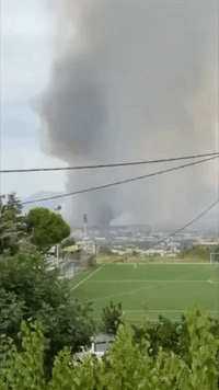 Explosion Seen as Wildfire Burns North of Athens